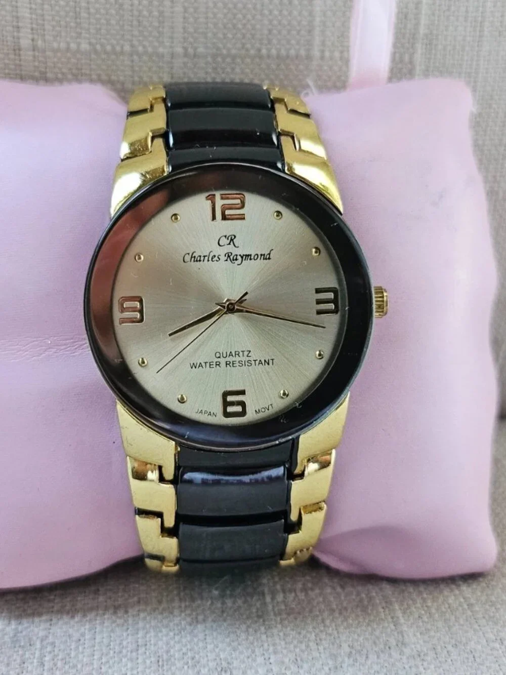 Charles Raymond Men Wristwatch Black/Gold Dual Tone Analog Quartz Wrist Watch